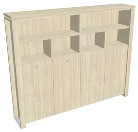 Vysoká šatníková skriňa Verno+ 260 x 46 x 210 cm, s regálom, agát