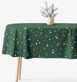 Goldea vianočný oválny teflónový obrus - hviezdičky na zelenej 120 x 160 cm