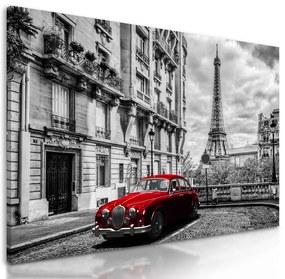Obraz červený veterán v historickom Paríži