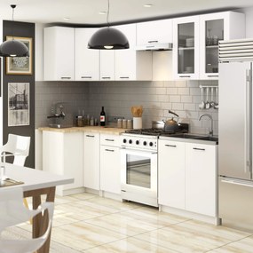 Kuchyňská rohová linka Olivie 3 m H720 prosklená bílá/dub sonoma