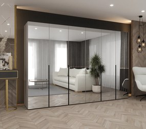 Šatníková skriňa 300 cm Alice 3 (kašmír + čierna). Akcia -20%. Vlastná spoľahlivá doprava až k Vám domov. 1126253