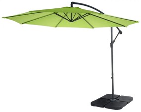 Slnečník Acerra Ø 3m polyester/oceľ - zeleno-citrónová so stojanom