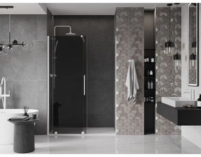 Mexen Velar, posuvné sprchové dvere do otvoru 160 cm, 8mm šedé sklo, biela matná, 871-160-000-41-20