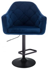 LuxuryForm Barová stolička ANDORA VELUR na čiernom tanieri - modrá