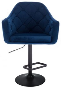LuxuryForm DESIGN Barová stolička ANDORA VELUR na čiernom tanieri - modrá