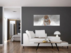 Obraz bežiaceho tigra v snehu (120x50 cm)