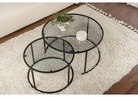 Súprava konferenčných stolíkov Aurum Black and Grey 80 cm, 2 ks