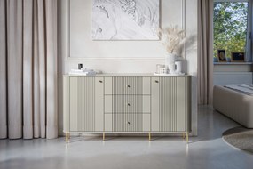 Komoda so zásuvkami Vesper 160 cm - kašmír / zlaté nohy