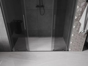Mexen Velar L Duo, posuvné sprchové dvere do otvoru 170 cm, 8mm šedé sklo, brúsený grafit, 871-170-003-42-95