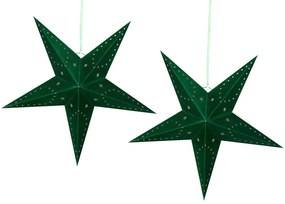 Sada 2 závesných zamatových hviezd s LED 60 cm zelená MOTTI Beliani