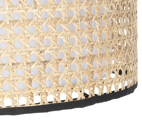 Rustikálna stojaca lampa čierna s ratanovým tienidlom - Kata