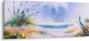 Obraz - Romantická pláž, olejomaľba (120x50 cm)