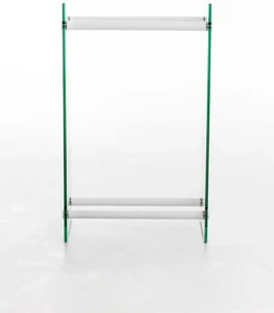 Stojan na drevo Dacio W35x80x80, biele priečky, číre sklo