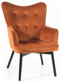 Oranžové zamatové kreslo CARMEN VELVET