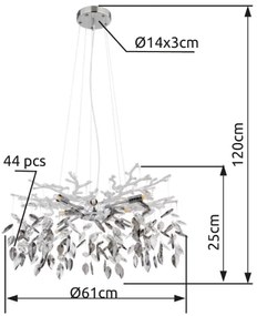 Globo 64133-8 - Luster na lanku DANNA 8xG9/8W/230V pr. 61 cm chróm