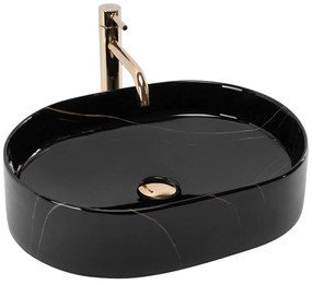 Rea Nadia, umývadlo na dosku 500x380x120 mm, imitácia kameňa - Black Stone, REA-U9240