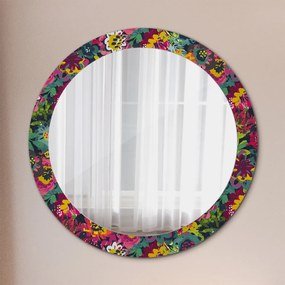 Okrúhle zrkadlo s potlačou Ručne maľované kvety fi 80 cm