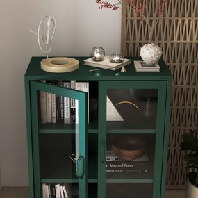 Vitrína GINA, 800 x 1015 x 400 mm, Modern: fľaškovo zelená farba