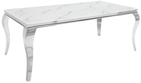 Dizajnový jedálenský stôl Rococo 180 cm strieborný - mramor