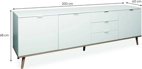 Široká komoda Göteborg, biela/dub sonoma