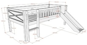 Biela vyvýšená detská posteľ z borovicového dreva s roštom 90x200 cm Scott – Vipack