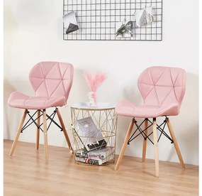 Jedálenské kožené stoličky - 4ks - ružové