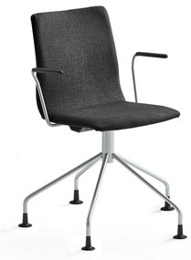 Konferenčná stolička OTTAWA, s opierkami rúk, pavúčia podnož, čierna, šedá