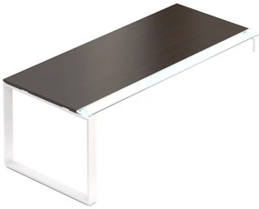 Stôl Creator 200 x 90 cm, biela podnož, 1 noha, wenge