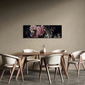 Obraz kytice (s hodinami) (90x30 cm)