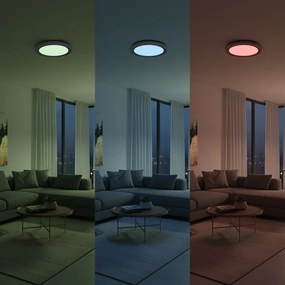 Stropné LED svietidlo Melo, 1x LED 36w, 3000-6000k, b, RGB, (fi 39 cm), s ovládačom