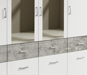 Šatníková skriňa Bremen, 181 cm, biela/šedý betón