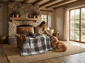 Letná prikrývka CUBE 140x200 cm, sivo-biela