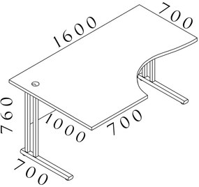 Rohový stôl Visio LUX 160 x 100 cm, ľavý, dub