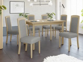 Rozkladací jedálenský stôl so 6 stoličkami - AL26, Morenie: sonoma - L, Poťahové látky: Hygge D91