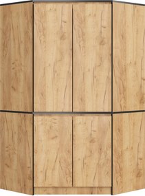 Rohová šatníková skriňa CLP 100 cm 4D dub craft