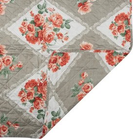 Šedý prehoz na dvojlôžko s kvetinovým motívom Flowery - 240*260 cm