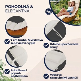 Podložka na saunové ležadlo BALI, 58x7x177cm, béžová Detex