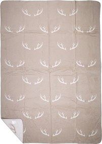 Béžovo-biely obojstranný pléd s parohmi Antler XL – 150*200*1 cm