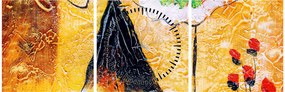 Obraz - Tancujúce baletky, olejomaľba (s hodinami) (90x30 cm)