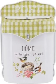 Biela antik poštová schránka s vtáčikmi Home - 24*10*35 cm