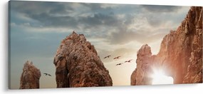 Obraz - Západ slnka nad útesmi (120x50 cm)