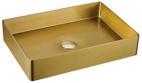 SAPHO Aurum obdĺžnikové umývadlo na dosku bez otvoru, bez prepadu, 500 x 352 mm, zlatá matná, AU203