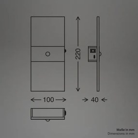 Briloner 3888012 - Nabíjateľné nástenné LED svietidlo AURA so senzorom, 2,5 W / 5 V, 1800 mAh, matné