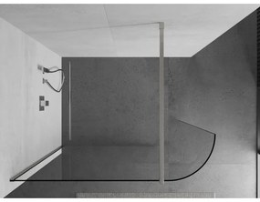 Mexen Kioto, sprchová zástena Walk-In 130 x 200 cm, 8mm číre sklo, brúsená oceľ profil, 800-130-101-97-06