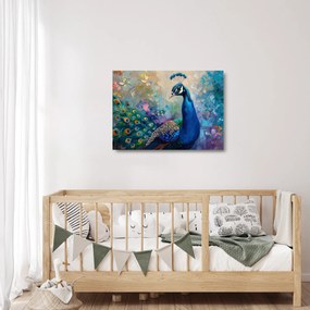 Sklenený obraz - Maľba páva (70x50 cm)