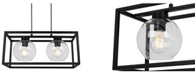 Závesné svietidlo Haga cage, 2x transparentné sklenené tienidlo v kovovom ráme