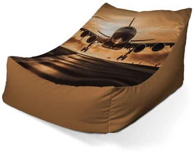 Sablio Sedací vak Lounge Lietadlo pristávajúce pri západe slnka - 80 x 95 x 50 cm