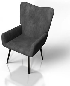 Pohodlné manžetové kreslo z manšestru, sivé