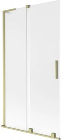 Mexen Velar L, 2-krídlová posuvná vaňová zástena 100 x 150 cm, 8mm sklo námraza, zlatá matná, 896-100-003-31-55