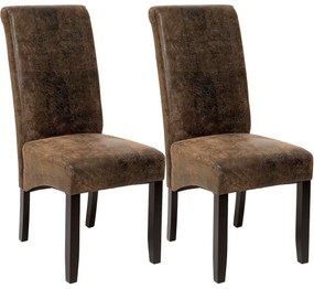 tectake 401596 2 jedálenské stoličky ergonomické, masívne drevo - vintage hnedá